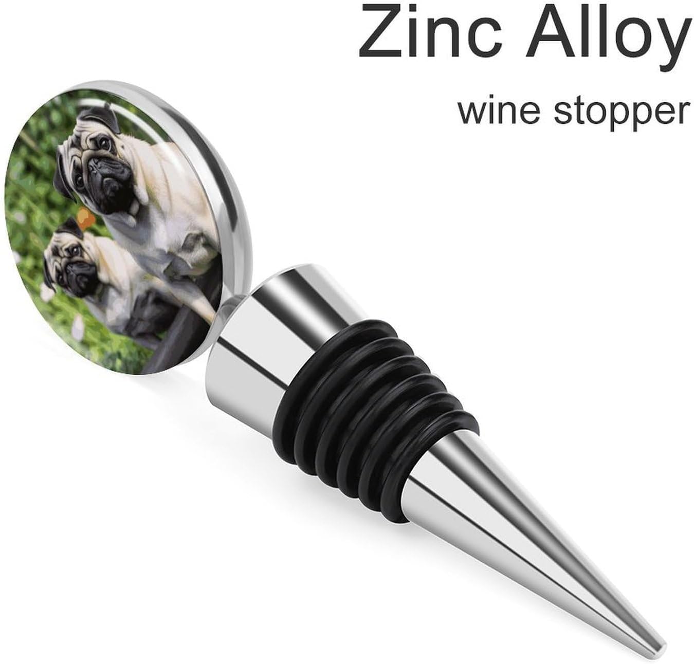 Pugs in The Garden Wine Stoppers Detachable Leak Proof Vacuum Bottle S