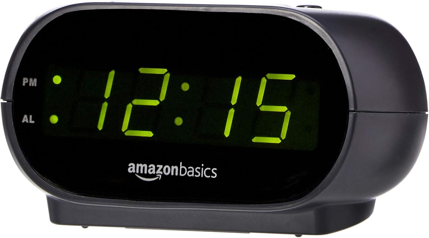 Amazon Basics Small Digital Oval Alarm Clock with LED Display, Nightli