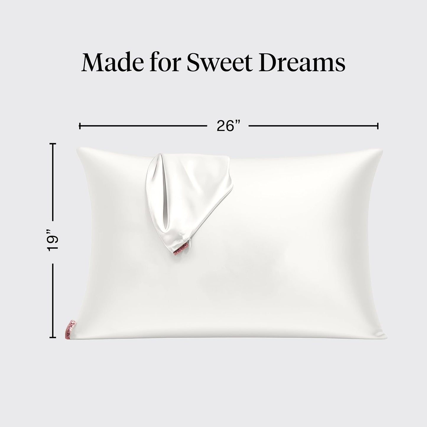 Kitsch Satin Pillowcase with Zipper for Hair & Skin - Softer Than Silk Pillow Cases, Smooth Cooling Satin Pillow Case, Wrinkle-Free, Machine Washable - Pillow Cases Standard Size (19x26) - Ivory