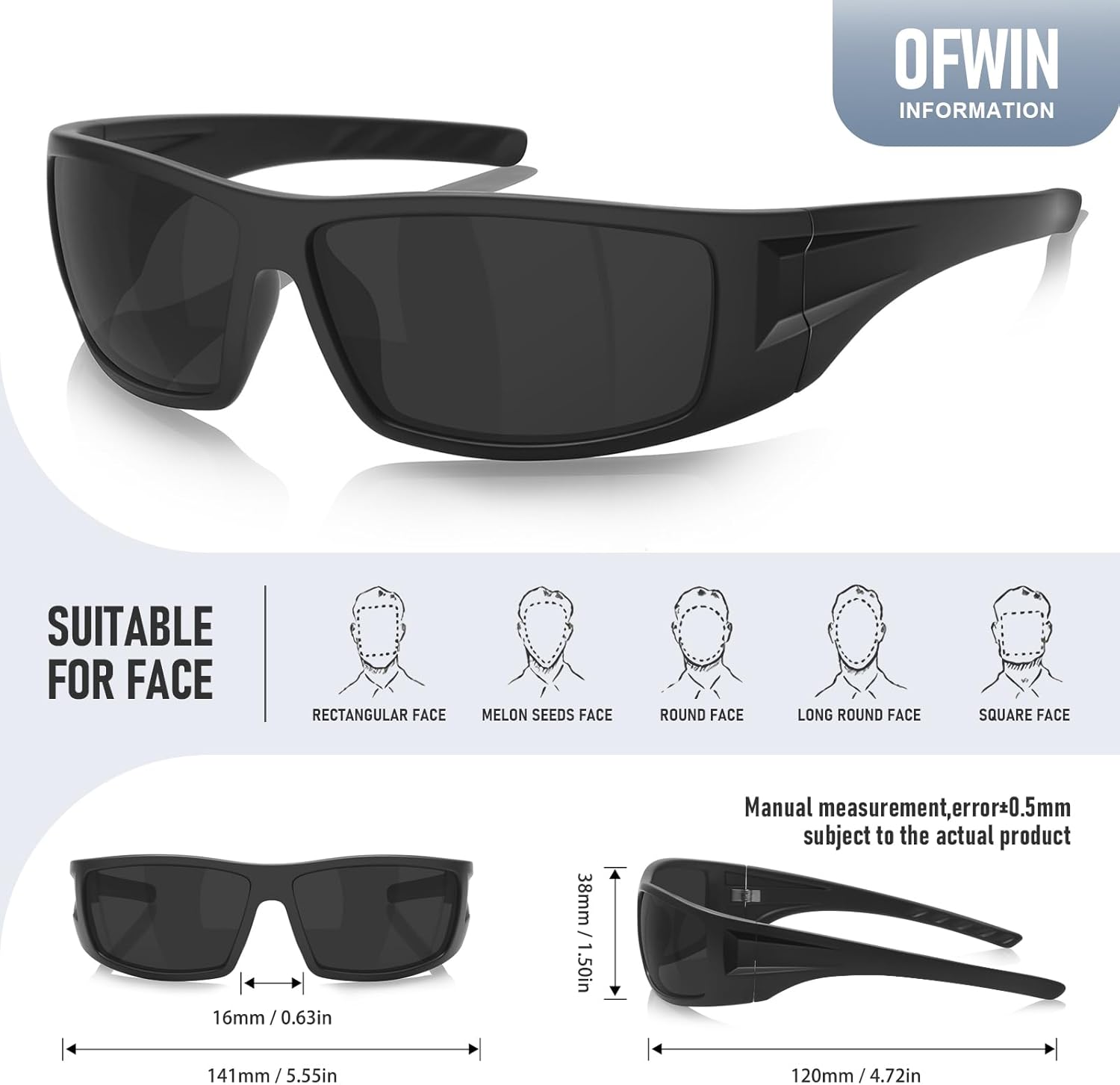 Polarized Sports Sunglasses for Men Women Unbreakable Frame Cycling Fi