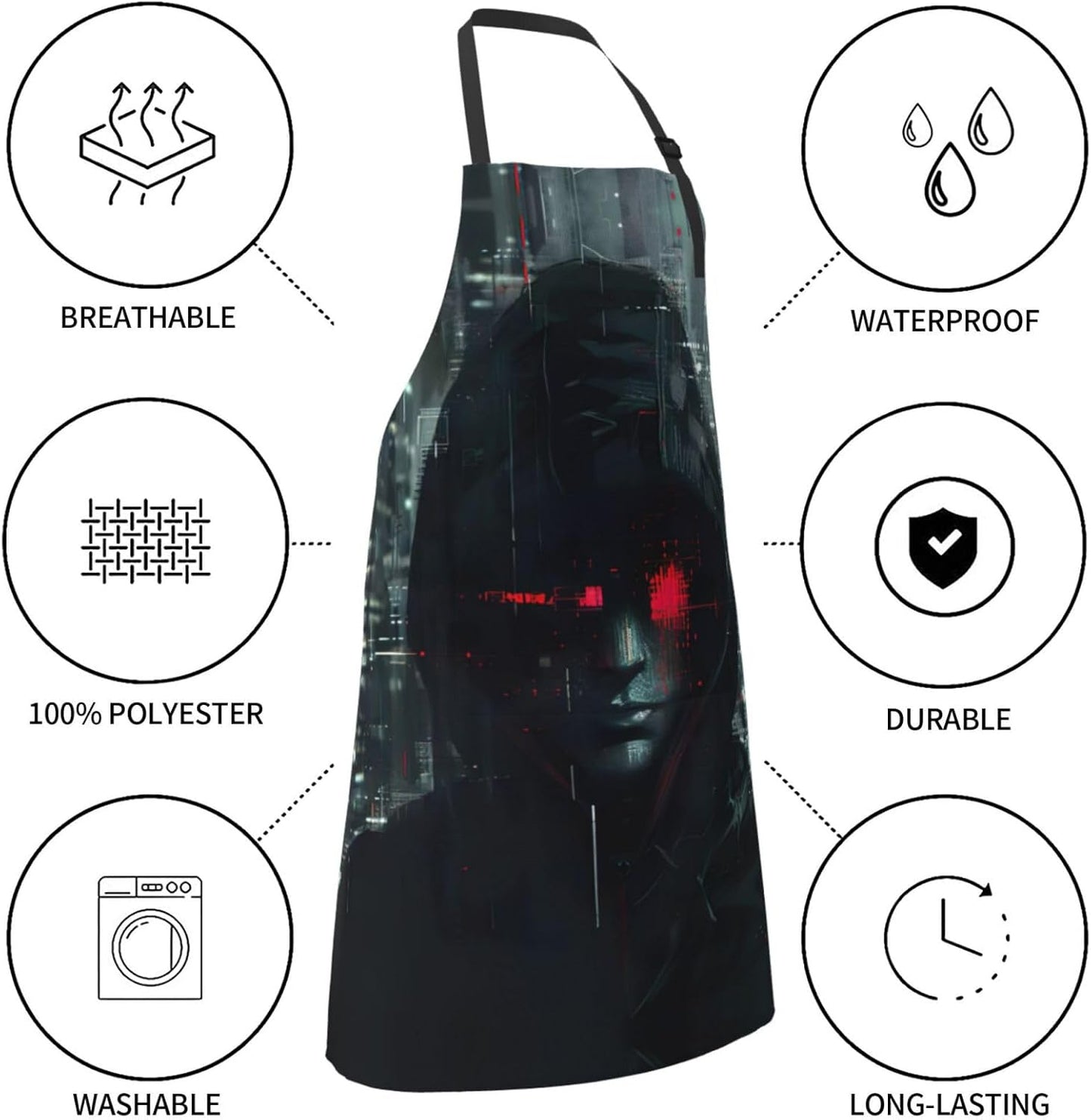 hacker era Print Laundry apron 28x33 In Waterproof Kitchen Apron with Pockets for Cooking Baking