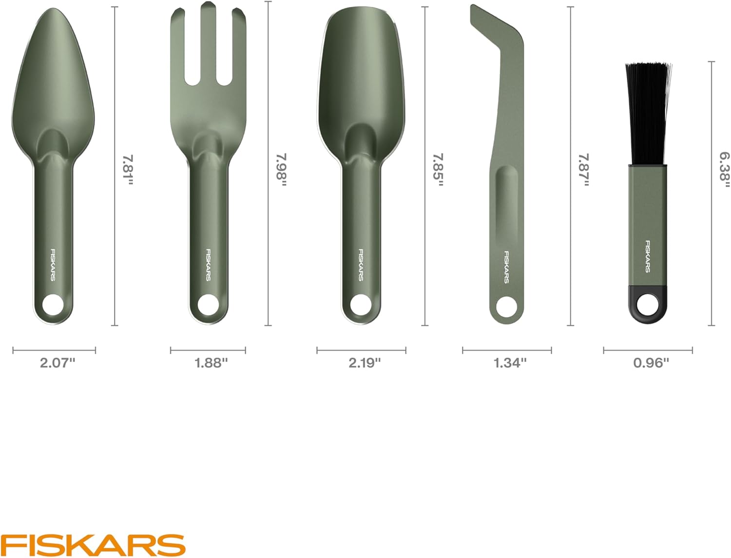 Fiskars 5-Piece Cultivating Tool Set, Nesting Trowel, Soil Scoop, Cult
