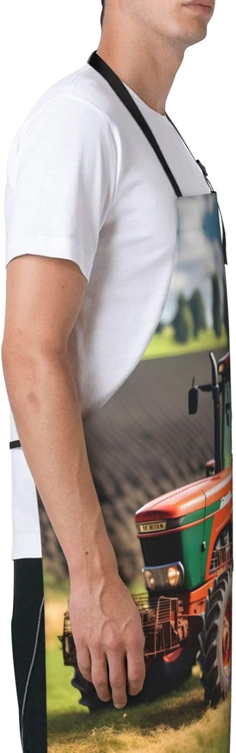Company Farm Tractors Print Laundry apron 28x33 In Waterproof Kitchen Apron with Pockets for Cooking Baking