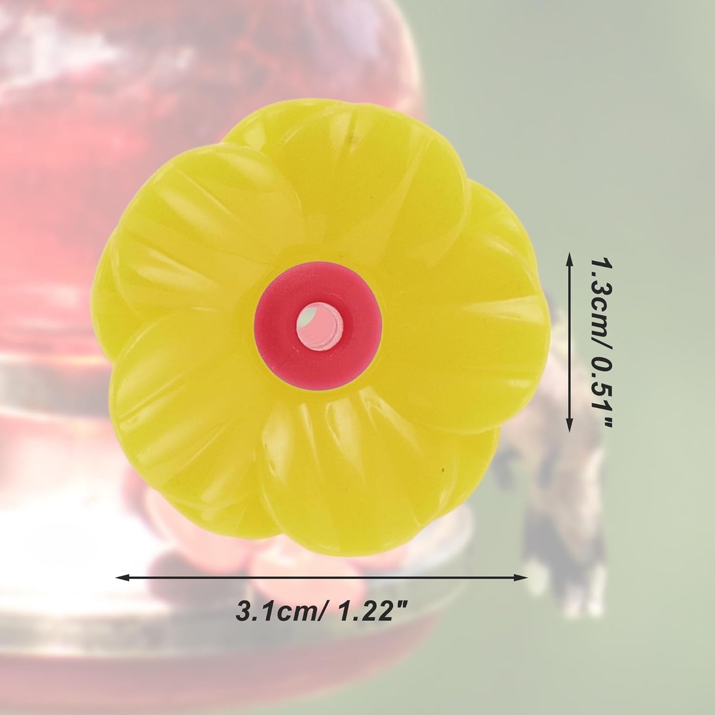20 Pcs Hummingbird Feeder Parts W/ 2Pcs Cleaning Brush, Flowers for Hummingbird Feeder, Pet Hummingbird Feeder, Plastic, Yelowl, Attracts Hummingbirds