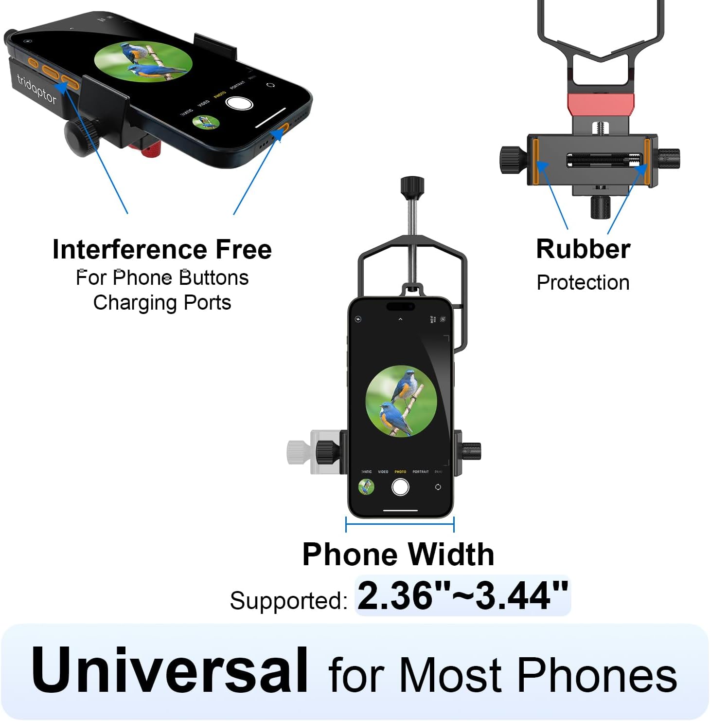 tridaptor - Universal Phone Scope Digiscoping Adapter|High-Precision X