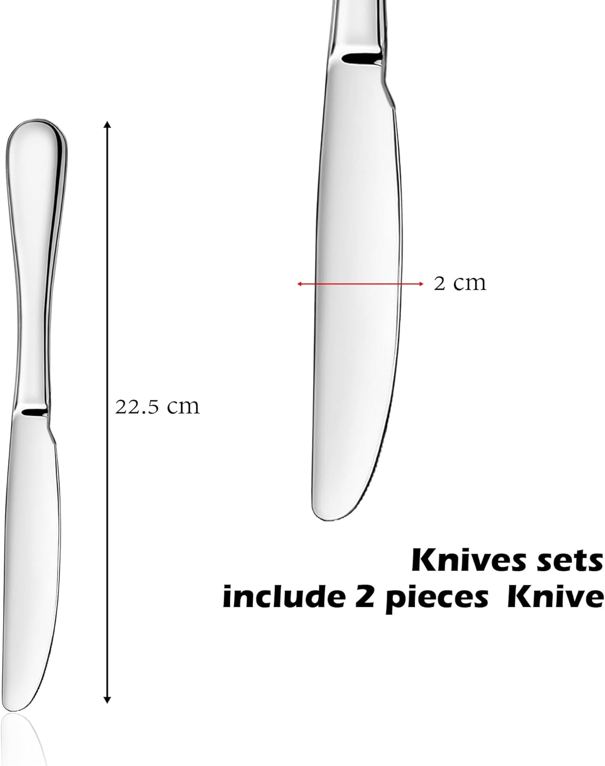 ATB Dinner Knives Set, Stainless Steel Table Knife, Butter Spreder, 2/