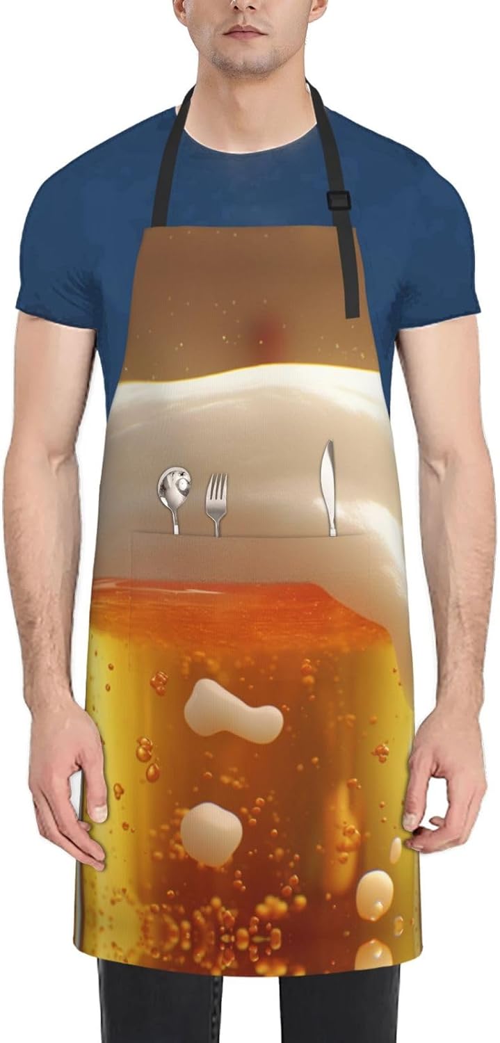 Beer Bubble print Waterproof apron with pocket adjustable cooking apron for adult kitchen bibs to bake