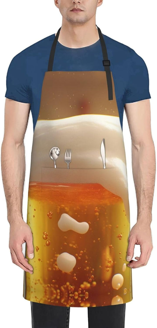 Beer Bubble print Waterproof apron with pocket adjustable cooking apron for adult kitchen bibs to bake