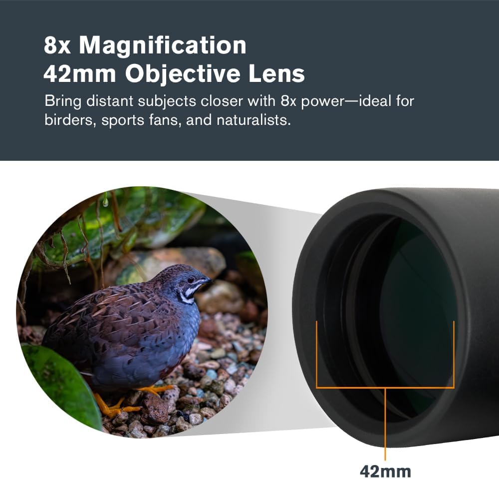 Celestron - Outland X 8x42 Binoculars – Ideal for Birding and Outdoors – 42mm Objective Lenses – Wide 7° Field of View – BaK-4 Prisms – Multi-Coated – Waterproof and Fogproof