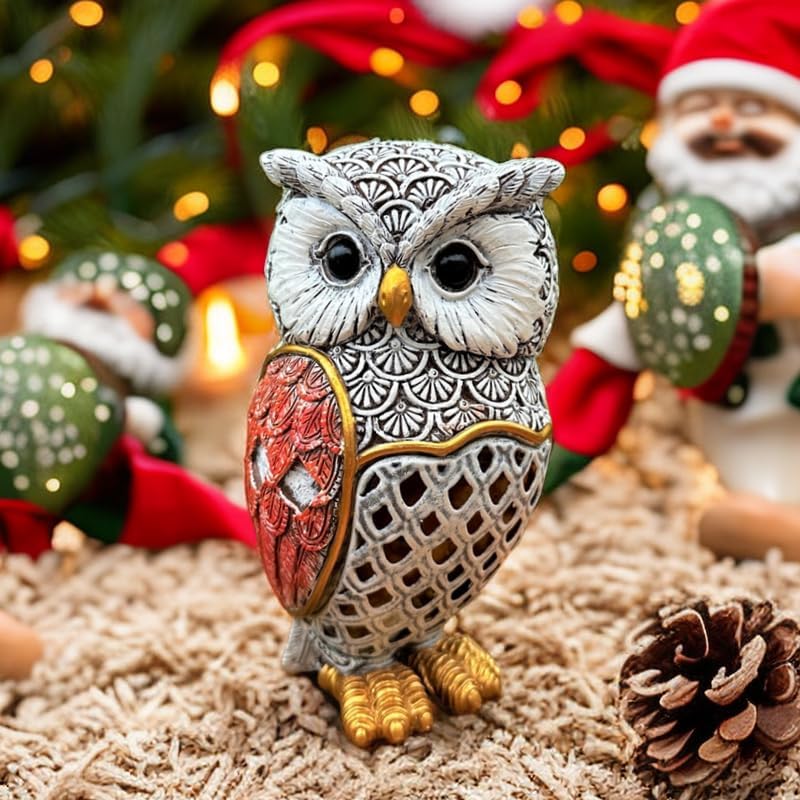 Solar Garden Decor Owl Statues Figurine,Solar Hollow Out Waterproof Lantern for Patio Balcony Yard Lawn,Home Decor,Mother's Day Birthdays Gifts for Mom Grandma Women-3.35" (W) x 5.9" (H)