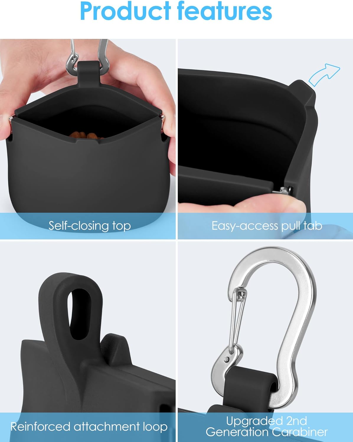 RBibei【One-Hand Access Silicone Dog Treat Pouch, Small Pocket Sized Tr