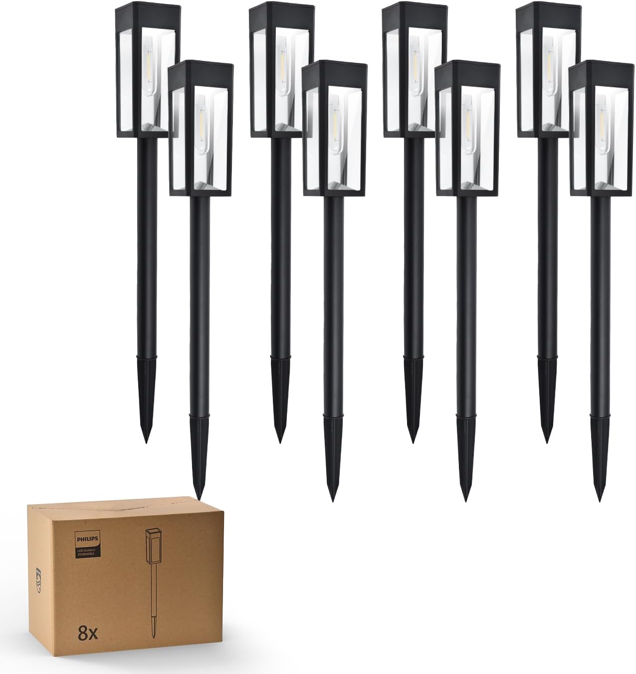Philips 8 Packs Solar Pathway Lights Outdoor, Glass Metal Led Garden L