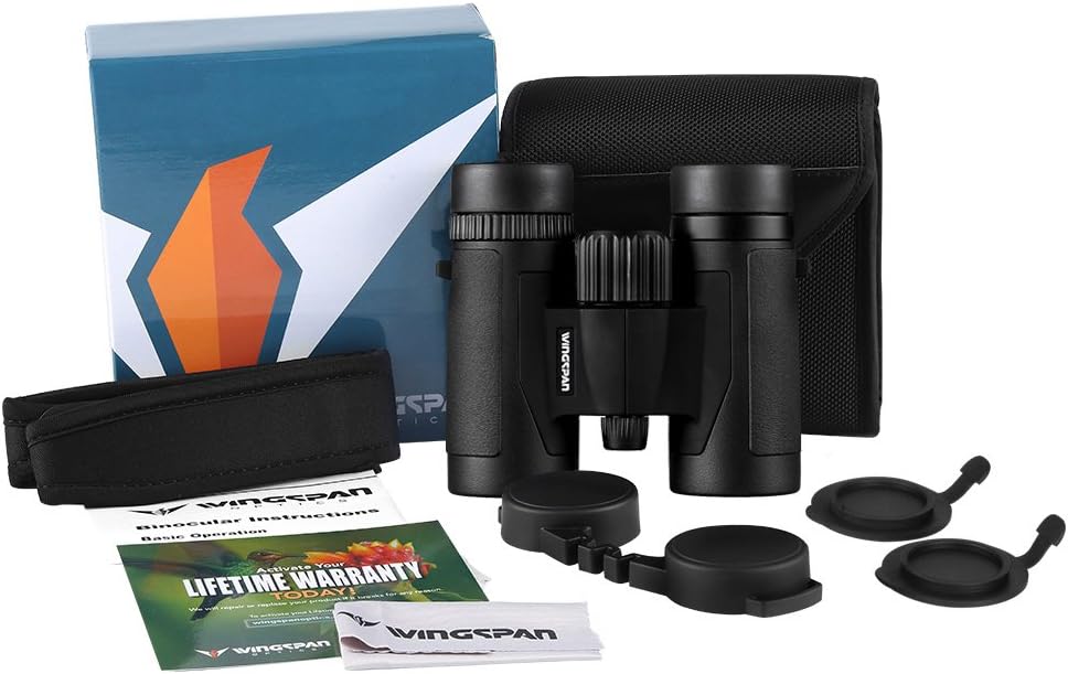 Wingspan Optics FieldView 8X32 Compact Binoculars for Bird Watching. Lightweight and Compact for Hours of Bright, Clear Bird Watching. Also for Outdoor Sports Games and Concerts