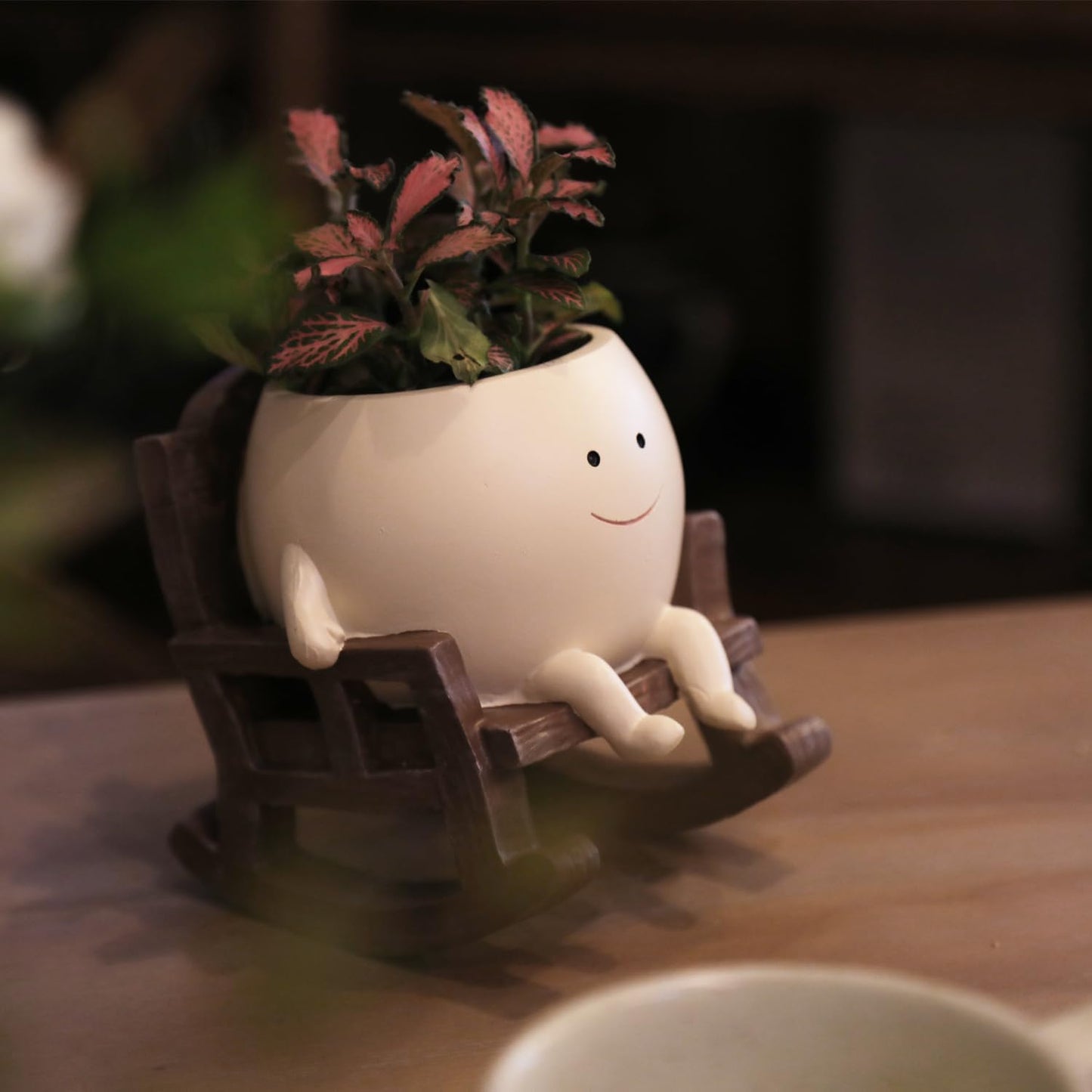 Smily Face Planter Pot Cute Resin Flower Head Planters for Indoor Outd
