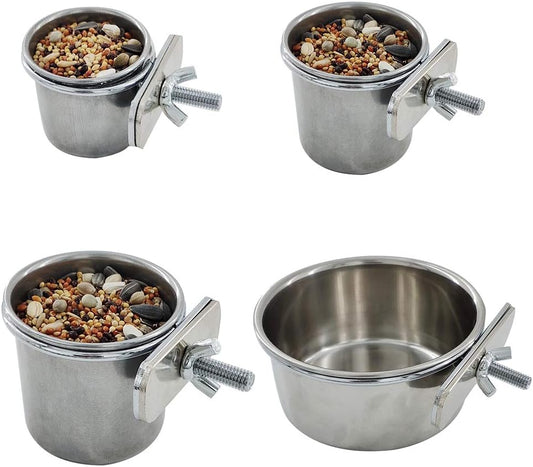S/for M/L/XL Stainless Steel Pet Parrot Feeding Drinking Cup Water Cage Anti-Turnover Hanging Bowl Cup Birds Foods