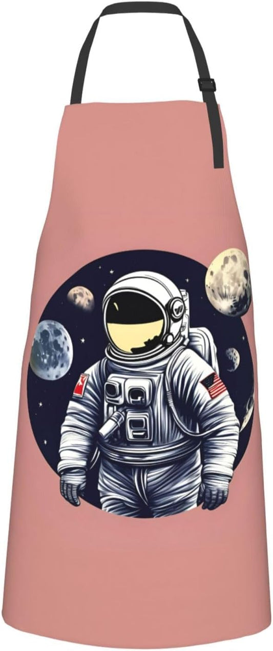 Astronaut on The Moon 1 print Waterproof chef's apron with pocket apron for kitchen cooking baking barbecue and gardening