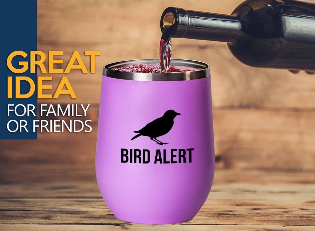Birding Pink Edition Wine Tumbler 12oz - Bird alert - Bird Feeder Back