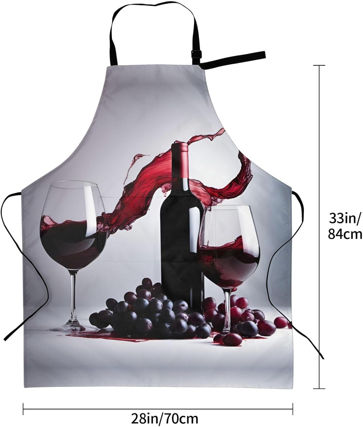 Red Wine print Waterproof apron with pocket adjustable cooking apron for adult kitchen bibs to bake