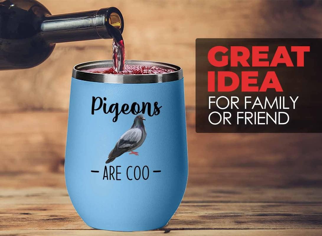 Bird Lover Blue Edition Wine Tumbler 12oz - Pgeons are coo - Hummingbi