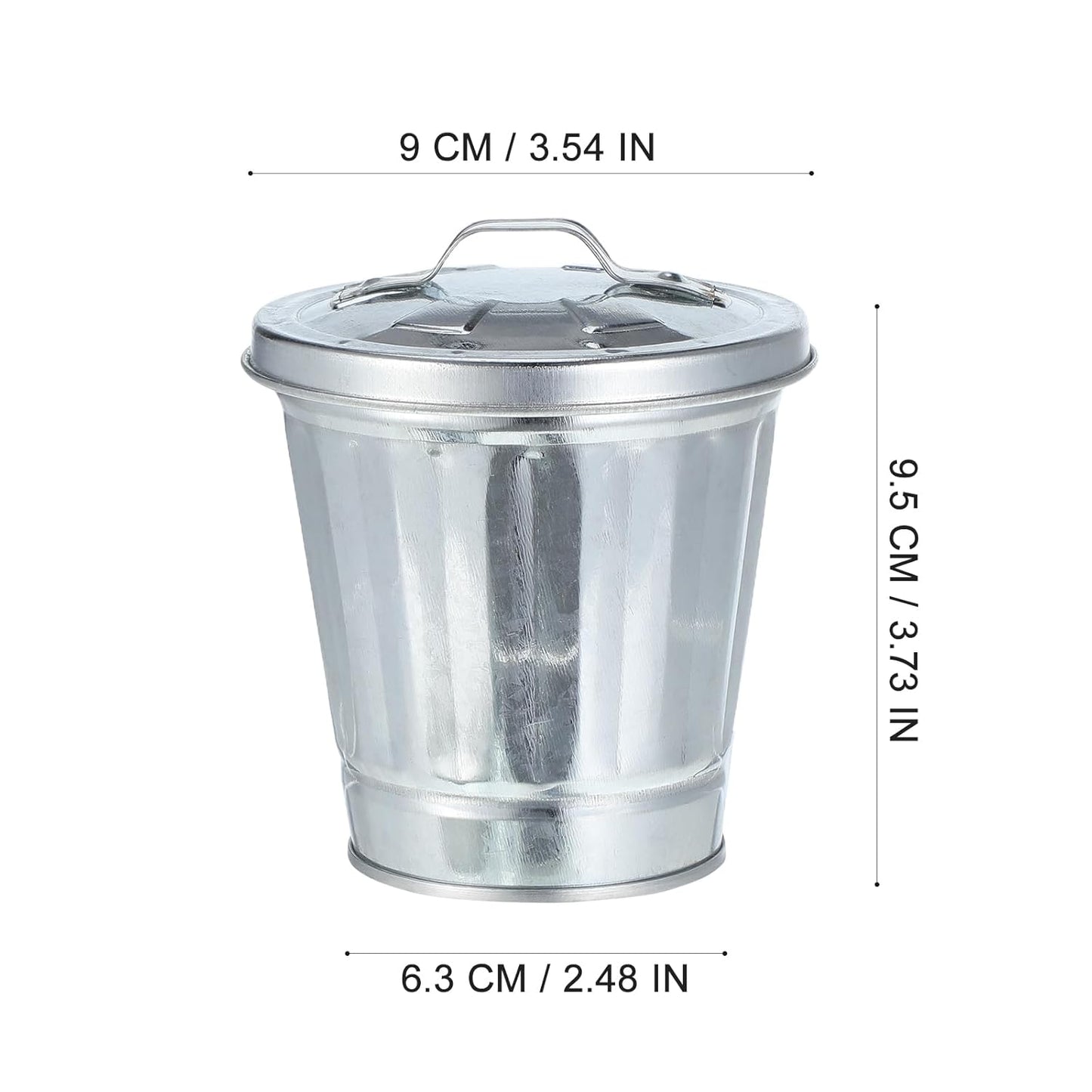 12Pcs Small Desk Trash Can with Lid | 9 x 9.5 x 6.5 cm | Galvanized Steel | Multifunctional Organizer | Pen Holder for Desk | Small Ashtray with Lid | Trash Bin Candy Party Favors | Mini Flower Pot