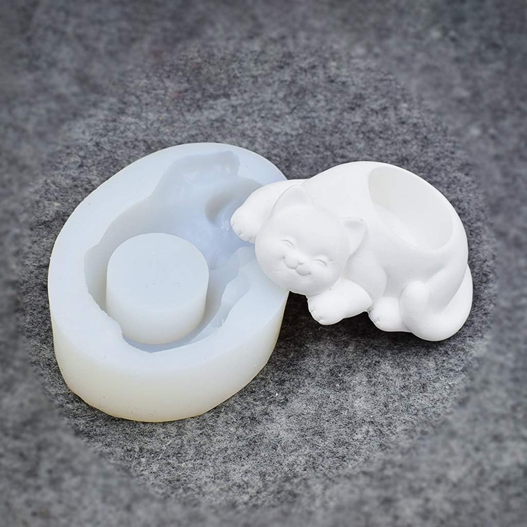 angwang Mold,Cat Shape Silicone Flower Pot Mold DIY Cactus Succulent P