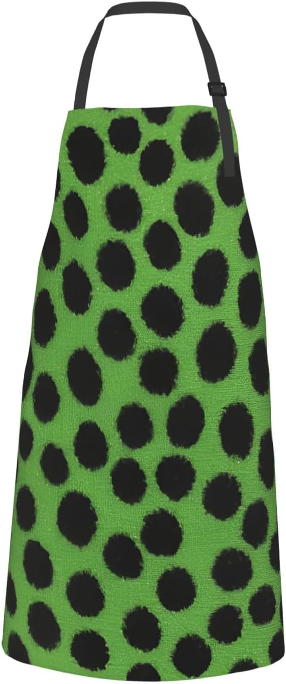 YANYU Green Leopard Print 28x33 In Kitchen Apron Stylish Chef Apron with Pockets for Cooking Baking Painting