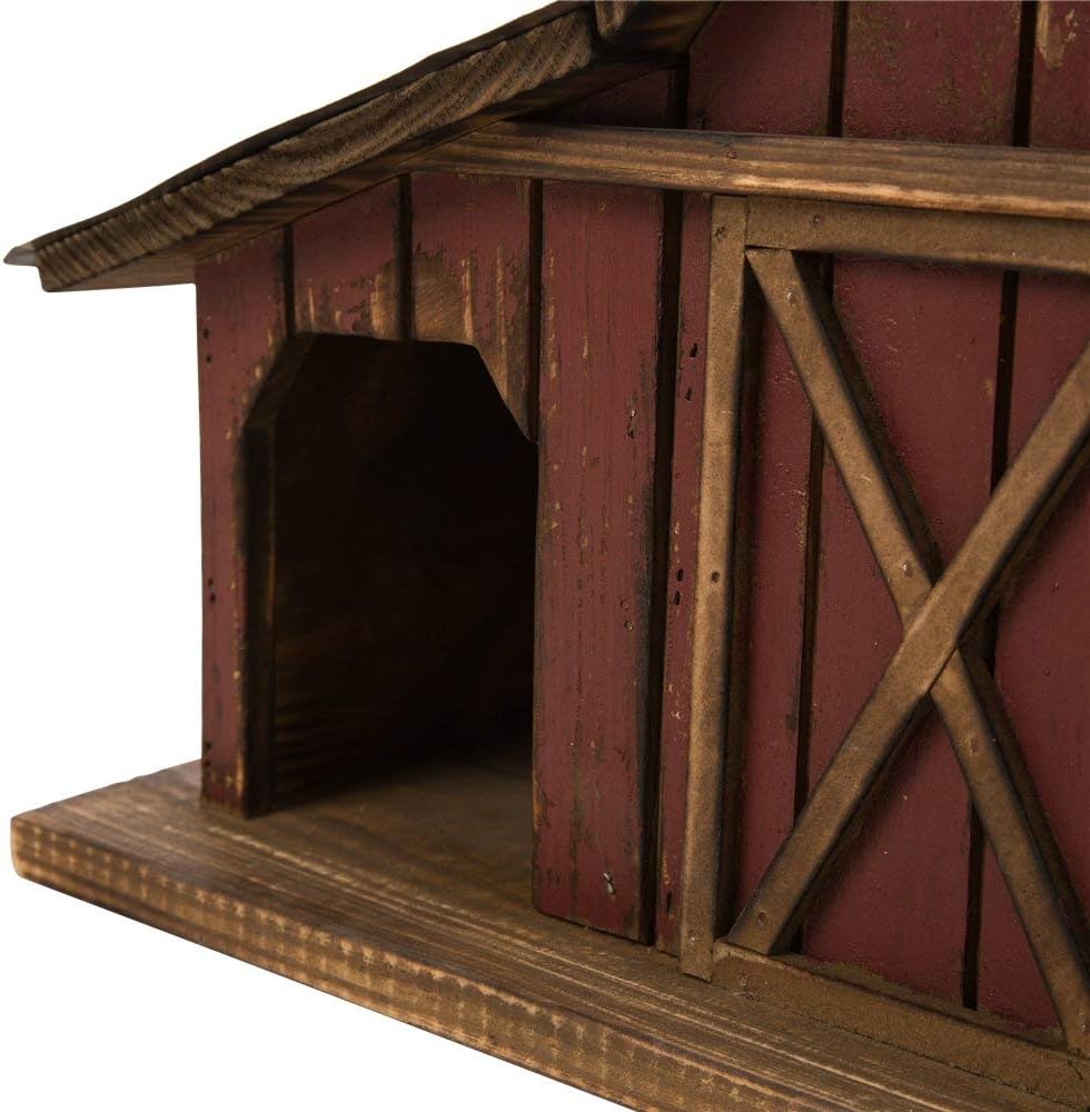 Glitzhome Bird Houses for Outdoors, 20.67" H Rustic Wooden Bird House Barn Design Hand Painted Birdhouse Extra-Large Bird Houses for Outsides