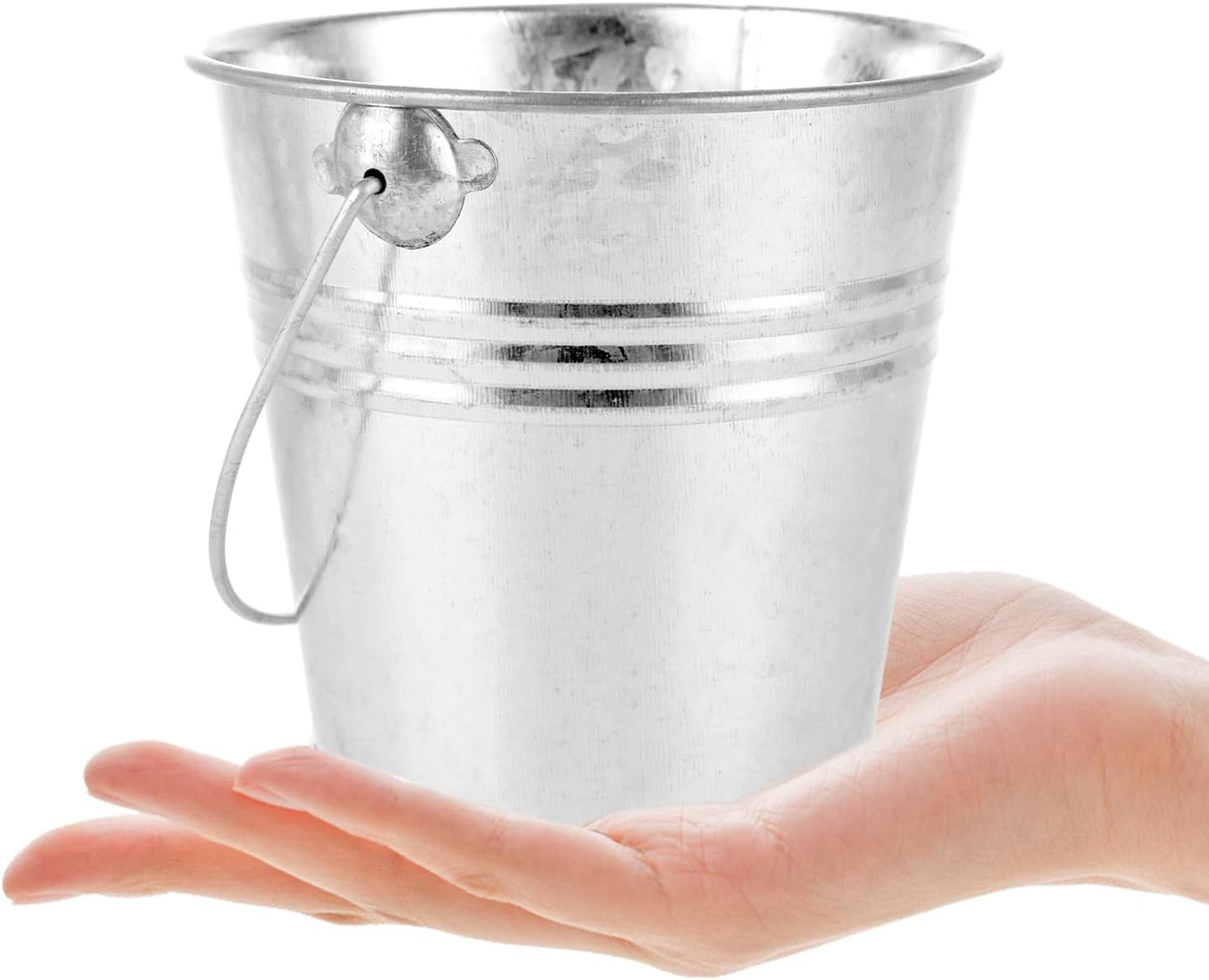 12PCS 4Inch Galvanized Buckets Small Galvanized Metal Buckets with Handles Galvanized Metal Flower Pot Planters Small Metal Ice Pails for Home Decor, Wedding Decorations
