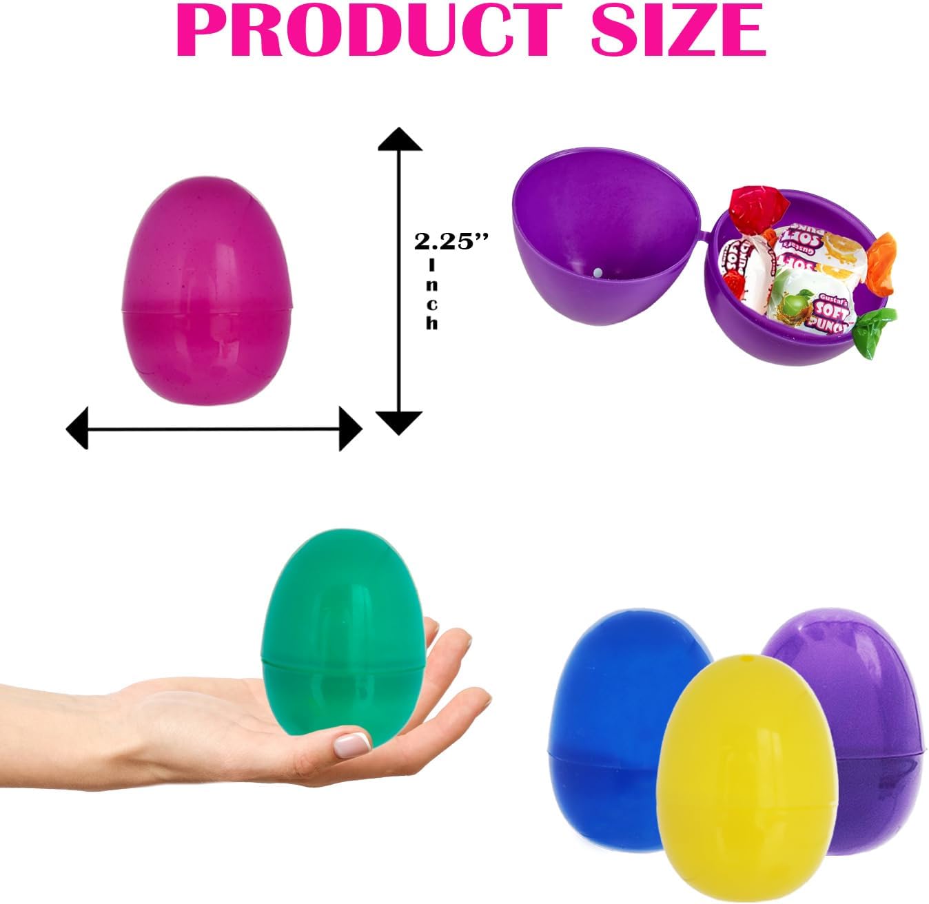 The Dreidel Company 100-Pack Fillable Easter Eggs with Hinge Bulk Colorful Bright Plastic Easter Eggs, Perfect for Easter Egg Hunt, Suprise Egg, Easter Hunt, 2.3" Assorted Colors (100-Pack)