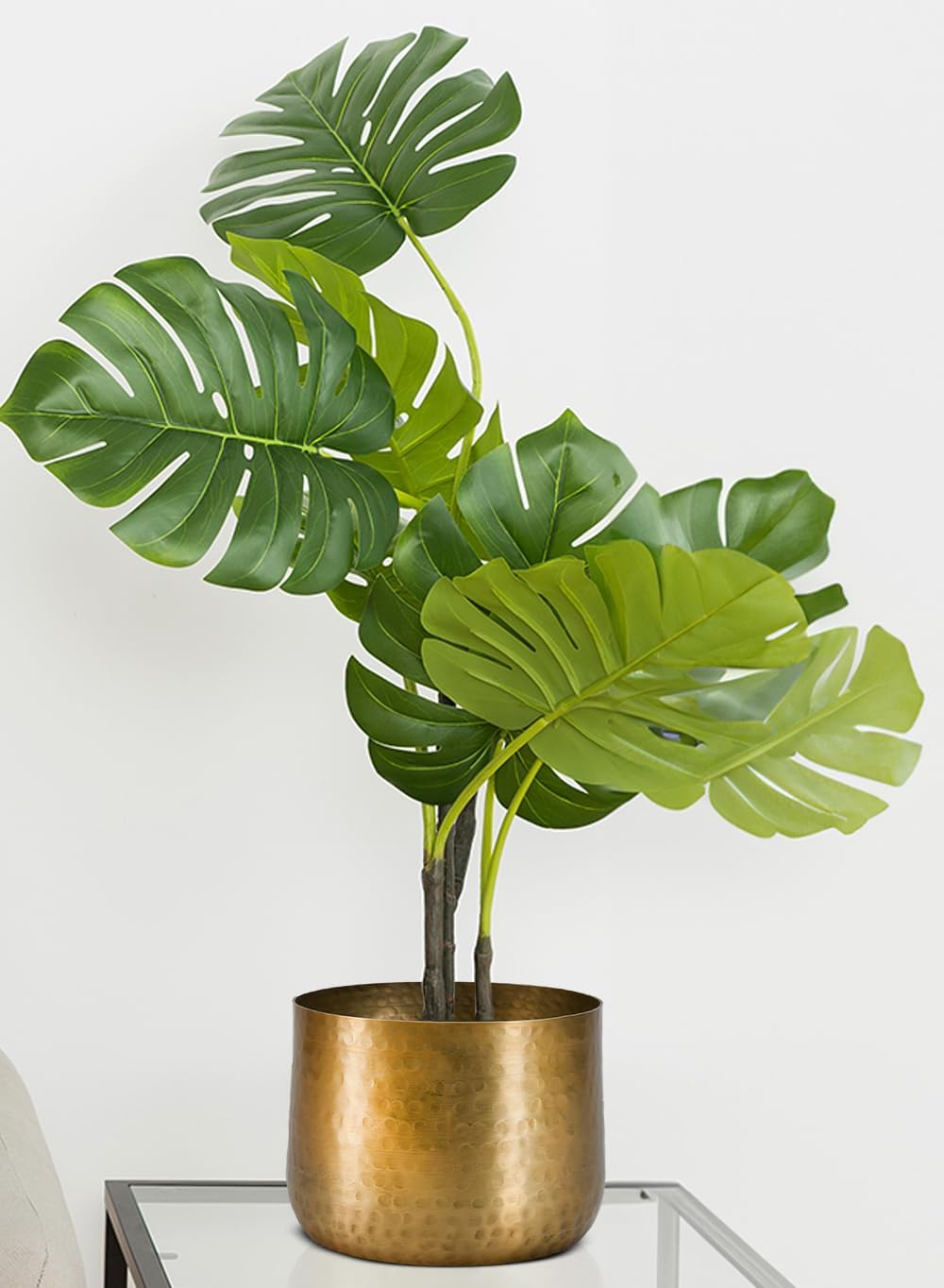 Serene Spaces Living Antique Brass Look Gold Hammered Pots: Stylish Indoor Planter, Decorative Accent for Potted Plants, Gold Flower Vase - Perfect for Weddings or Centerpieces, Small