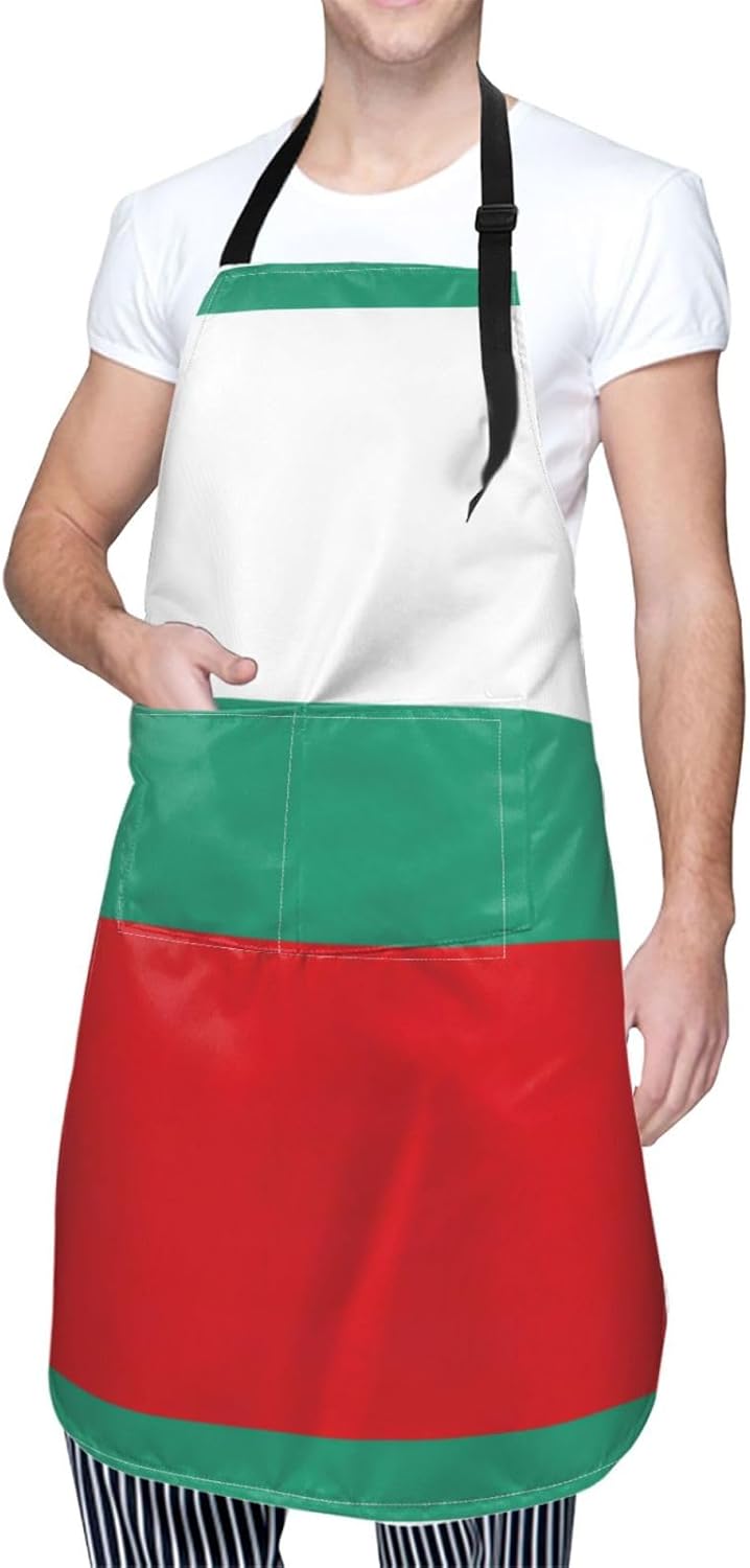 Bulgarian Flag print Waterproof chef's apron with pocket apron for kitchen cooking baking barbecue and gardening