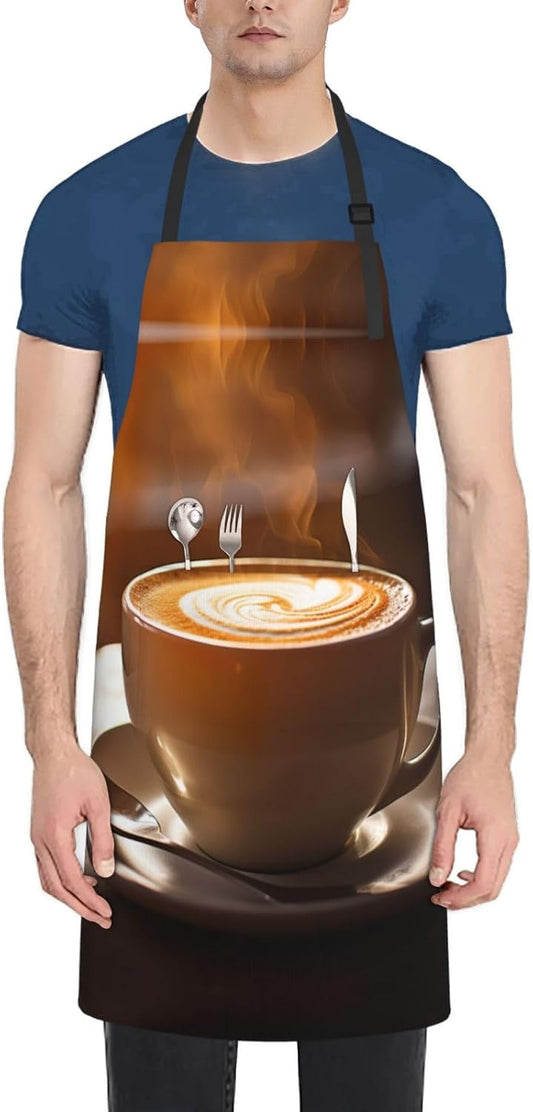 Delicious Coffee print Waterproof apron with pocket adjustable cooking apron for adult kitchen bibs to bake