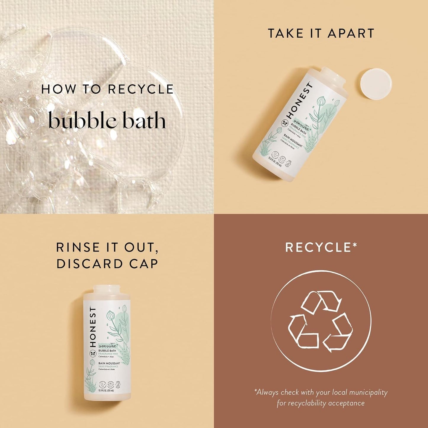 The Honest Company Foaming Bubble Bath Gentle for Baby, Naturally Deri