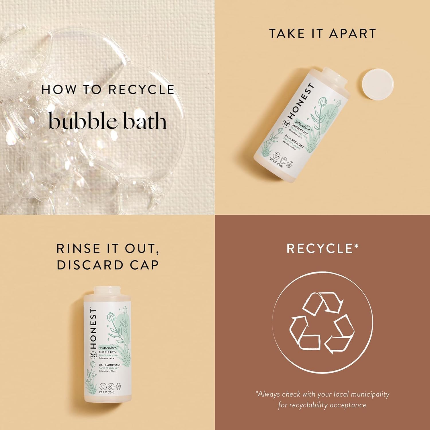 The Honest Company Foaming Bubble Bath Gentle for Baby, Naturally Deri