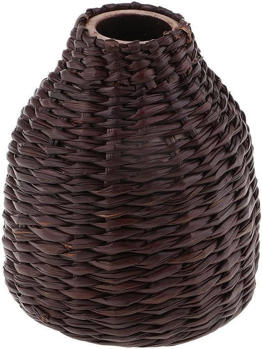 8.2 Cm Straw Woven Plant Pot Basket Tabletop Vase Garden Planter