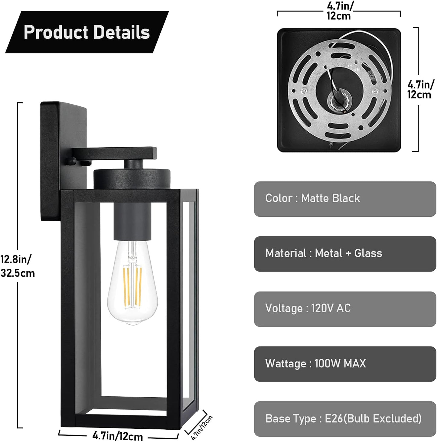 Outdoor Wall Light Fixtures, Exterior Waterproof Wall Lanterns, Porch 