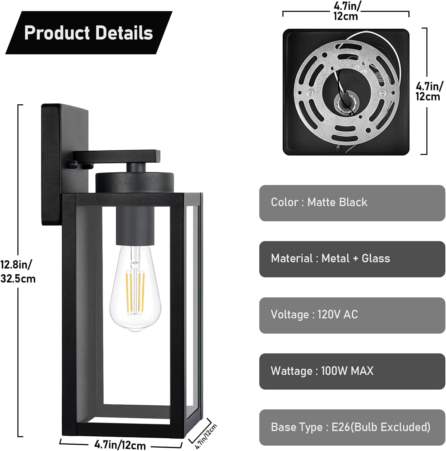 Outdoor Wall Light Fixtures, Exterior Waterproof Wall Lanterns, Porch 