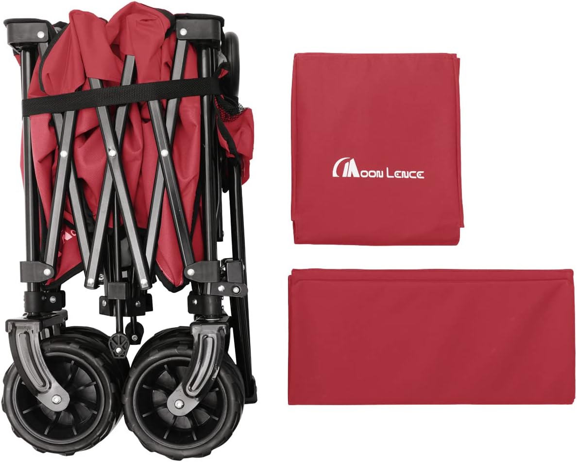 Moon Lence Collapsible Folding Wagon Cart Heavy Duty Folding Garden Po