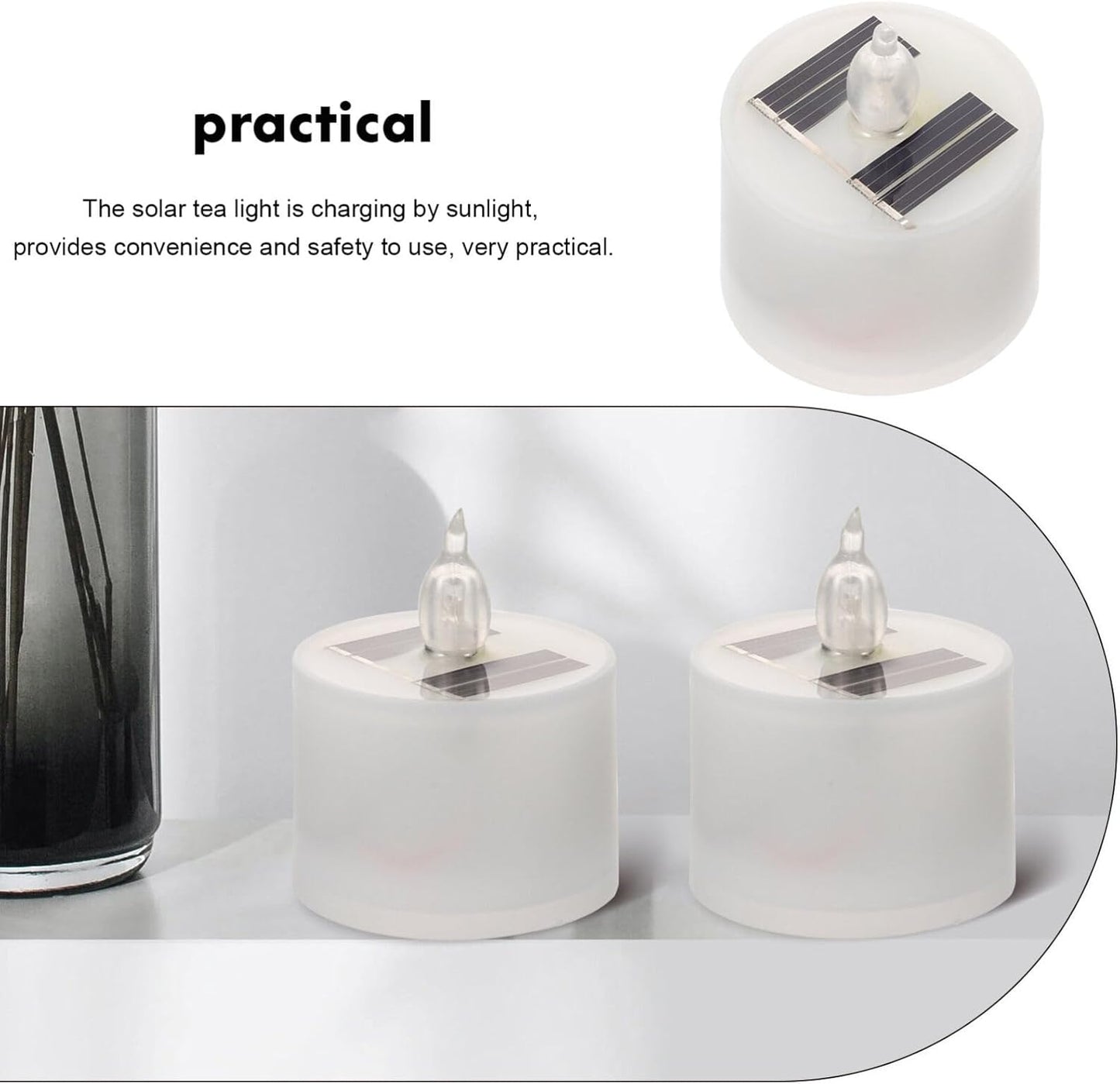 Uonlytech 4pcs Solar Tea Lights Outdoor Waterproof Dusk to Dawn Lighting Reusable LED Tea Light Candles Flickering Flameless Candle Lights for Lantern Garden Camping