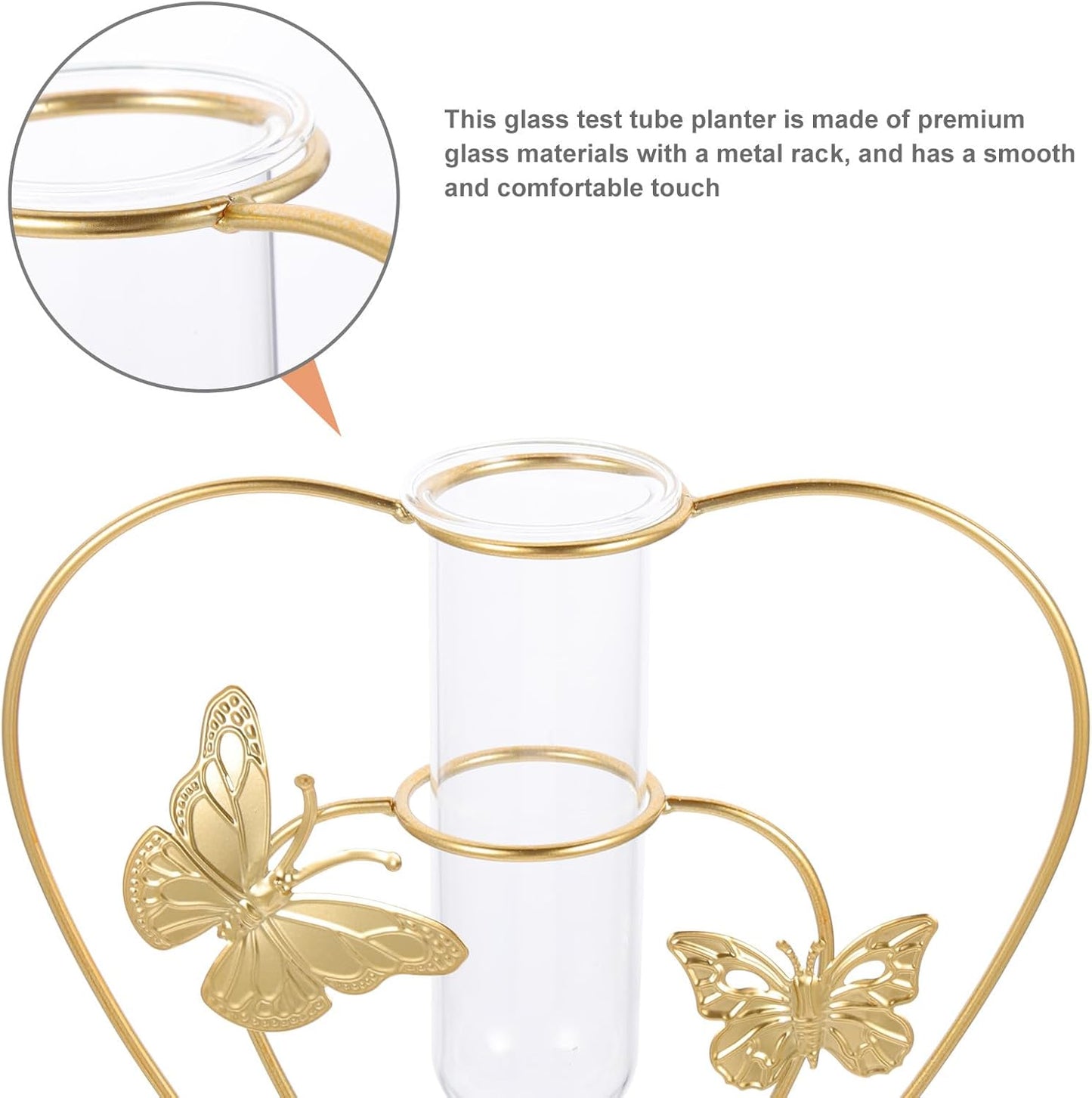 Hydroponic Planter Glass Vase Butterfly-Shaped Hollow Flower Pot Decor