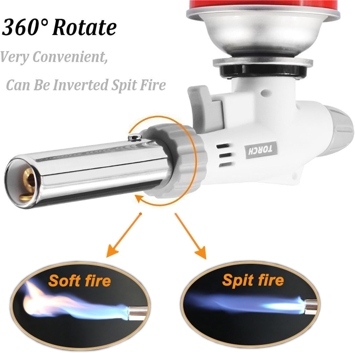 FunOwlet Butane Torch, Reverse Use Culinary Kitchen Blow Lighter with Adjustable Flame, Butane Fuel Not Included, Ideal for Chef Cooking, Creme, Brulee, BBQ, Baking, DIY Soldering