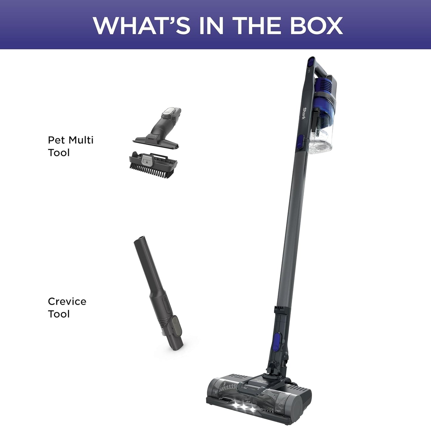 Shark | Pet Cordless Vacuum Cleaner | LED Headlights | Removable Handheld Vacuum for Pet Hair | Crevice Tool & Pet Multi-Tool Included | 40min Runtime | For Carpet & Hard Floors | Grey | IX141