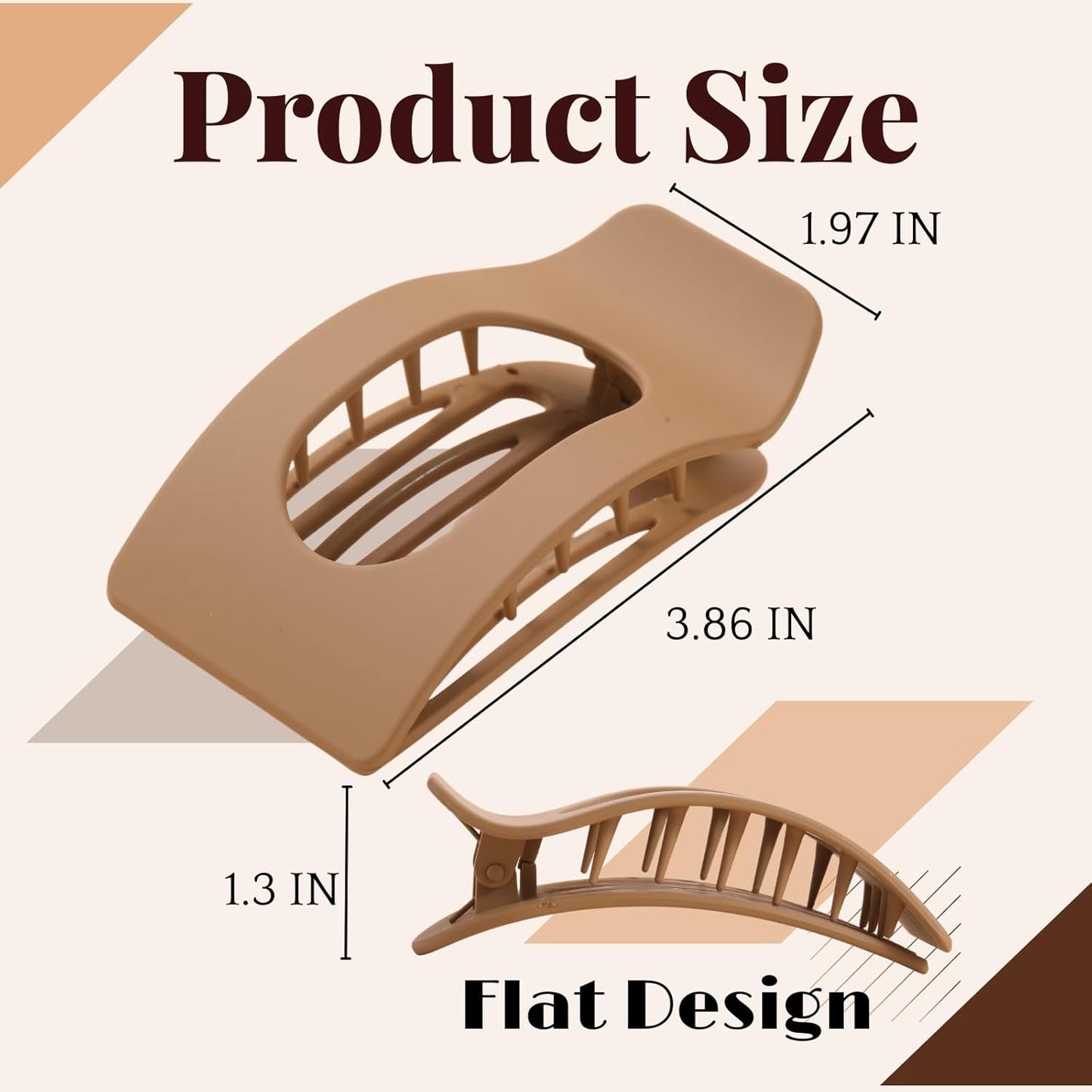 8 Pack Flat Hair Clips for Women – Large Matte Rectangle No-Slip Claw 