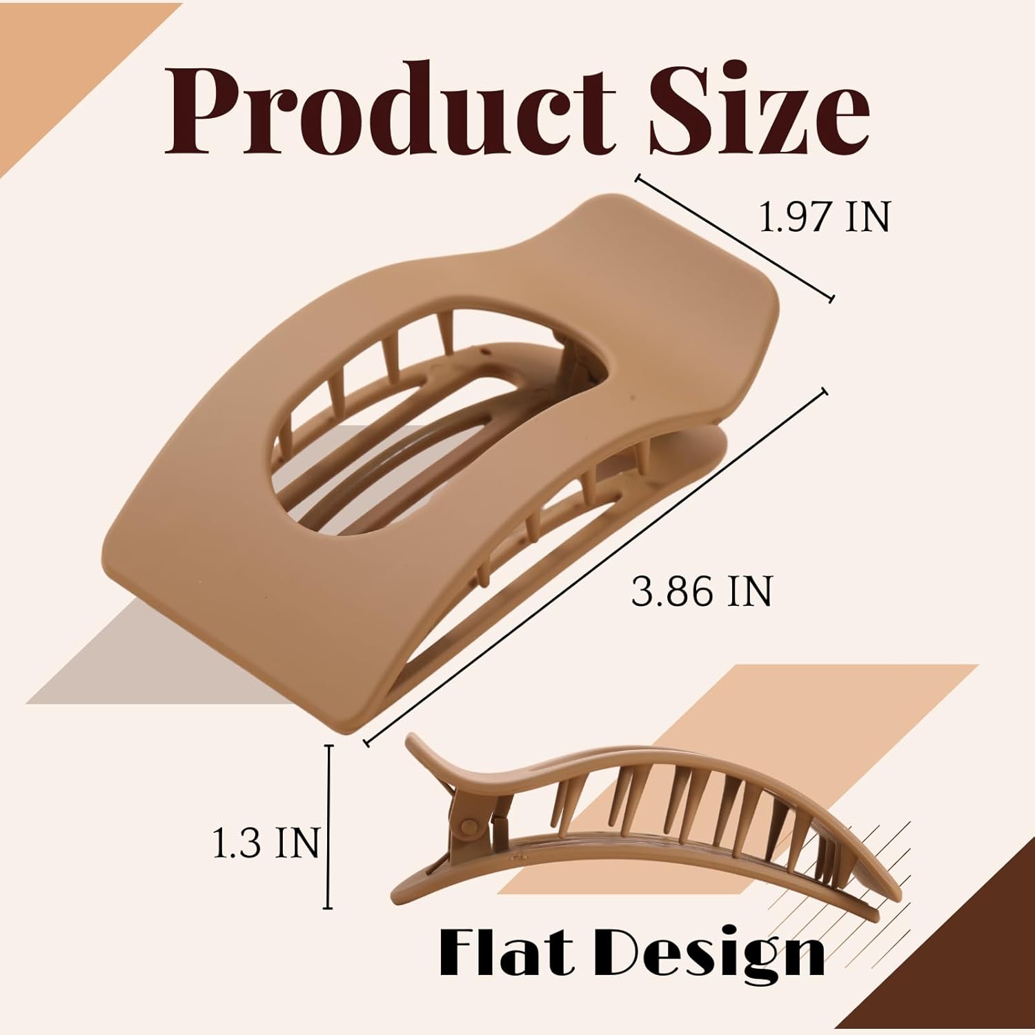 8 Pack Flat Hair Clips for Women – Large Matte Rectangle No-Slip Claw 