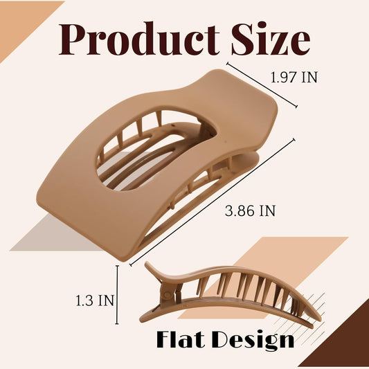 8 Pack Flat Hair Clips for Women – Large Matte Rectangle No-Slip Claw 