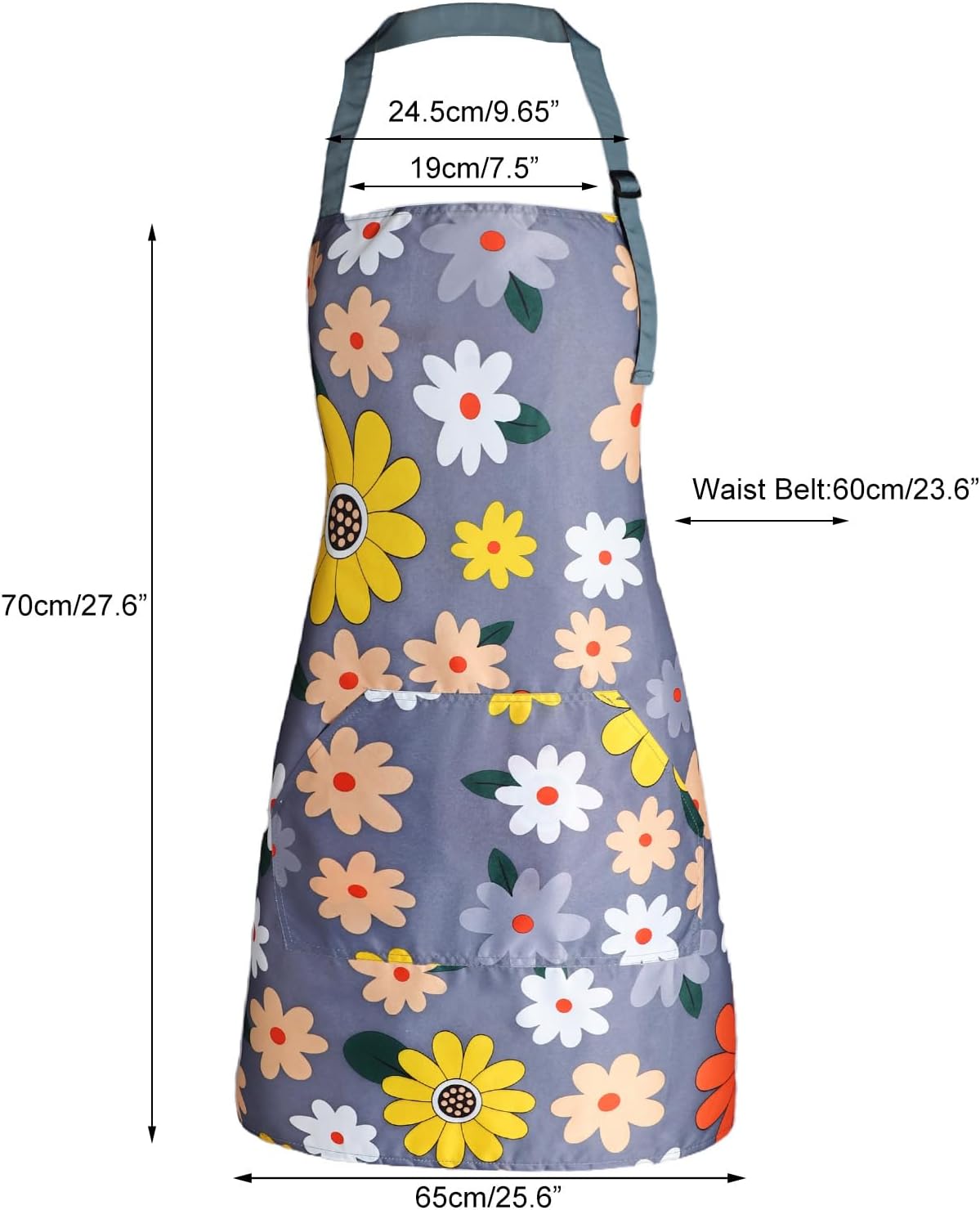 Apron for Women with Pockets, Adjustable Waterproof Floral Chef Aprons