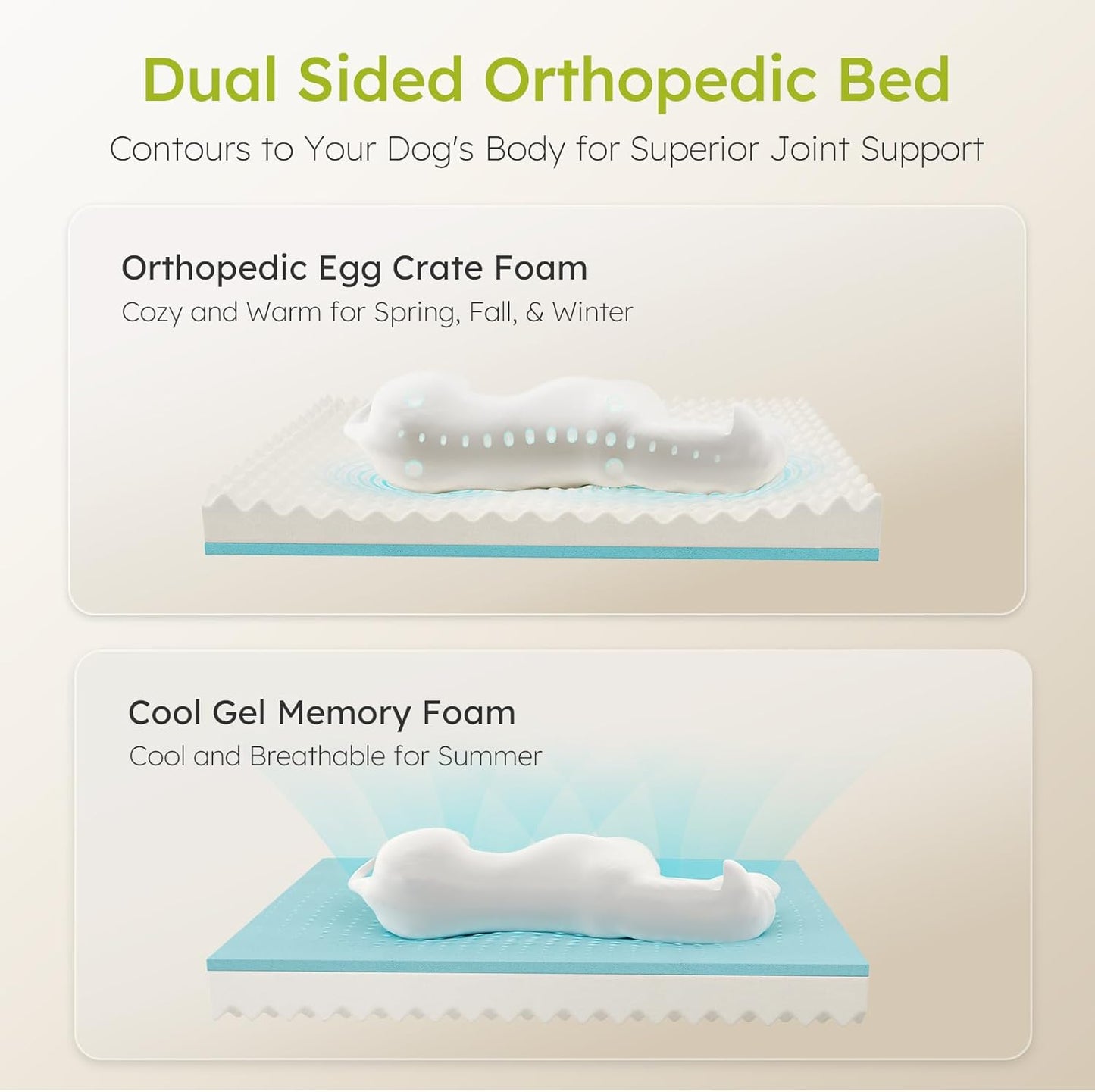 Extra Large Dog Bed, Orthopedic Dog Bed with Cooling Gel Memory Foam, 
