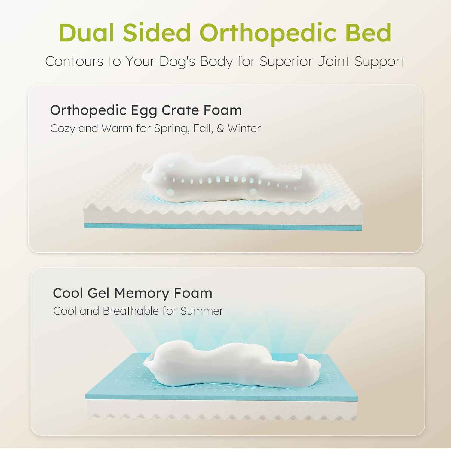 Extra Large Dog Bed, Orthopedic Dog Bed with Cooling Gel Memory Foam, 