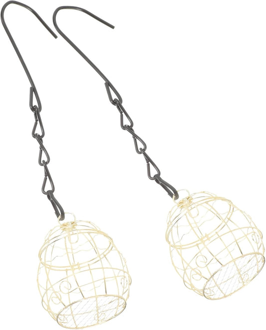 Milisten 2pcs Outdoor Hanging Bird Feeder Set Outdoor Hanging Bird Feeder Set with Chain Metal Wire Cage Suitable for Spring Backyard Wildlife Feeding