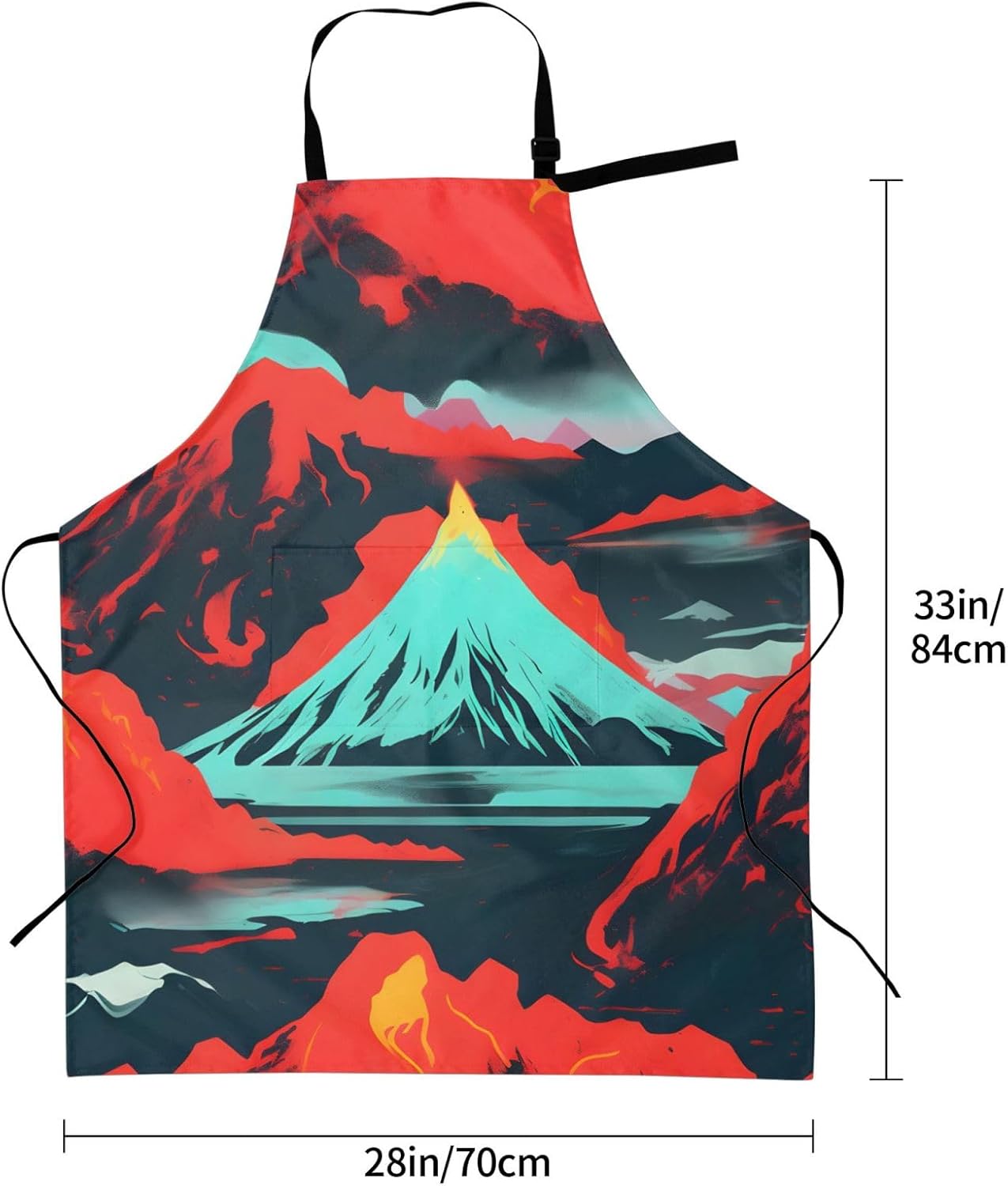 YANYU Volcano Bloom Print 28x33 In Kitchen Apron Stylish Chef Apron with Pockets for Cooking Baking Painting
